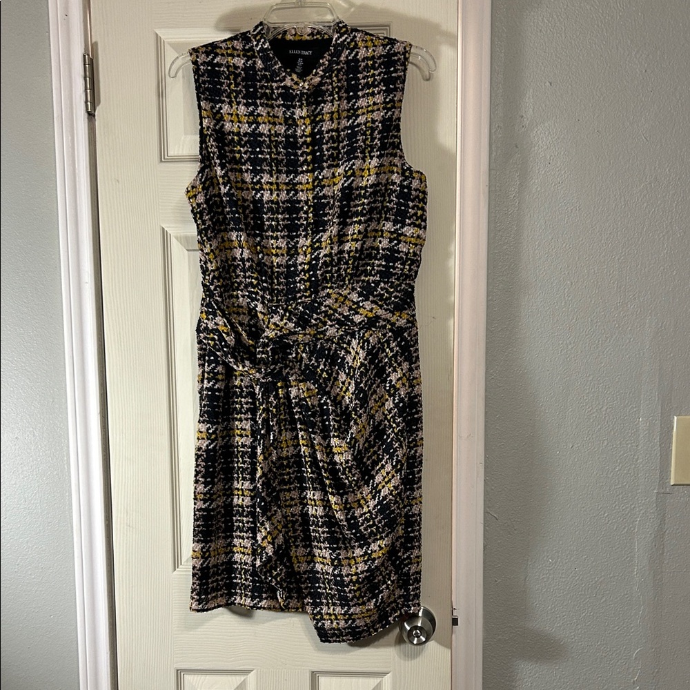 🐺 Ellen Tracy blue pink plaid dress